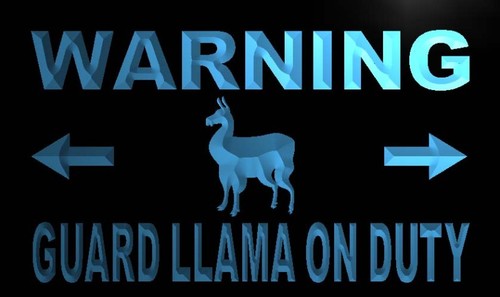 Warning Guard Llama on Duty Neon Light Sign